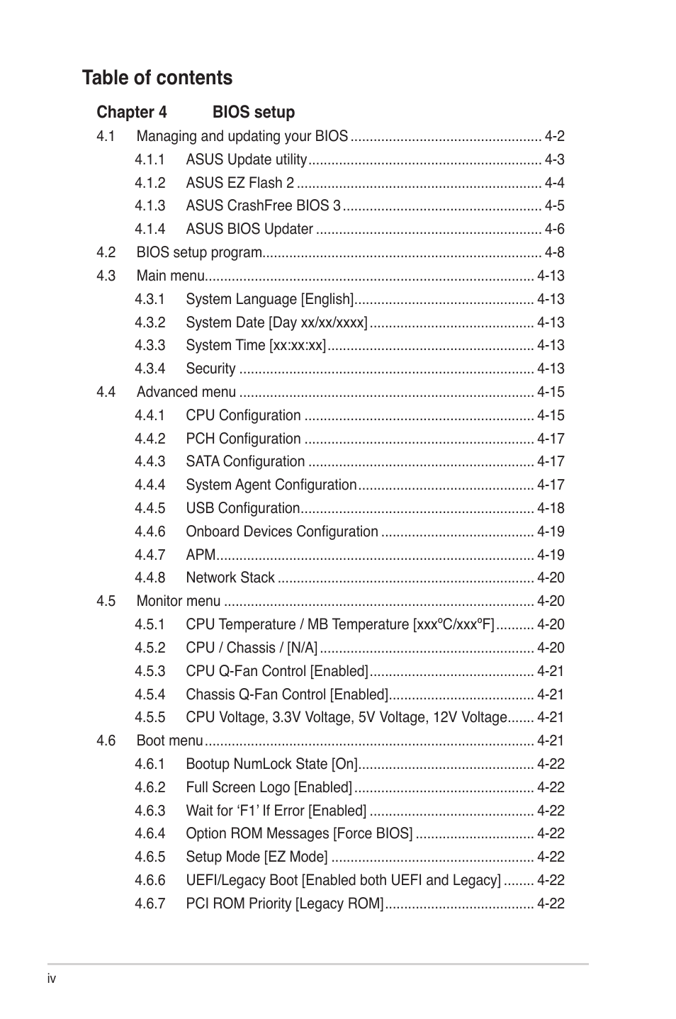 Asus V9-P8H77E User Manual | Page 4 / 90