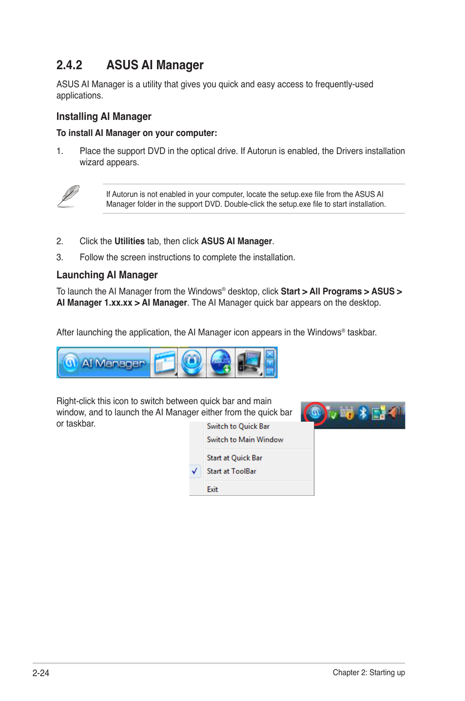 2 asus ai manager, 2 asus ai manager -24 | Asus V9-P8H77E User Manual | Page 46 / 90