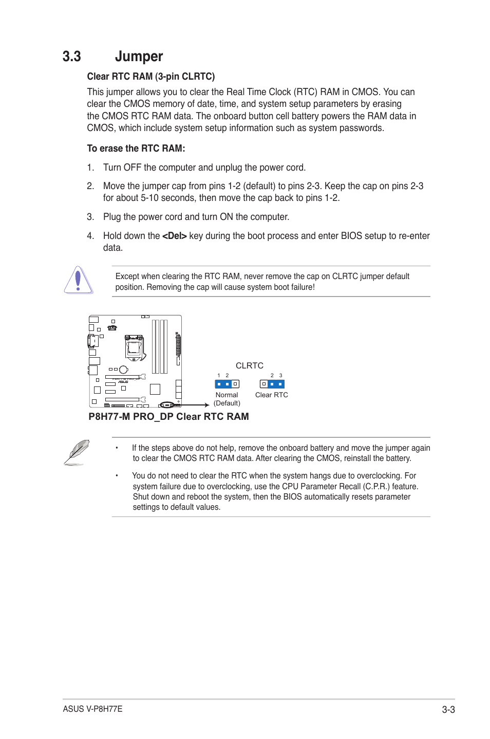 3 jumper, 3 jumper -3 | Asus V9-P8H77E User Manual | Page 55 / 90