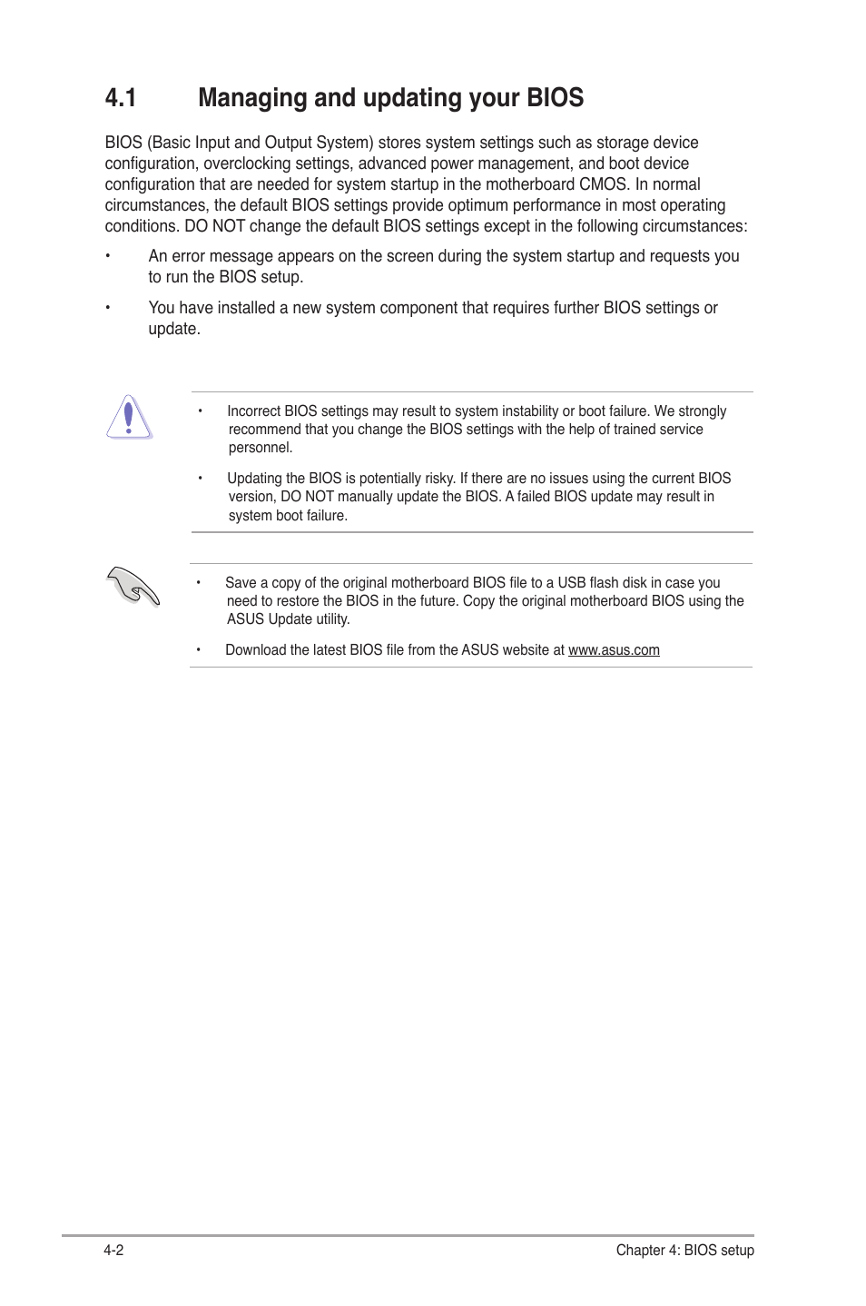 1 managing and updating your bios, 1 managing and updating your bios -2 | Asus V9-P8H77E User Manual | Page 66 / 90