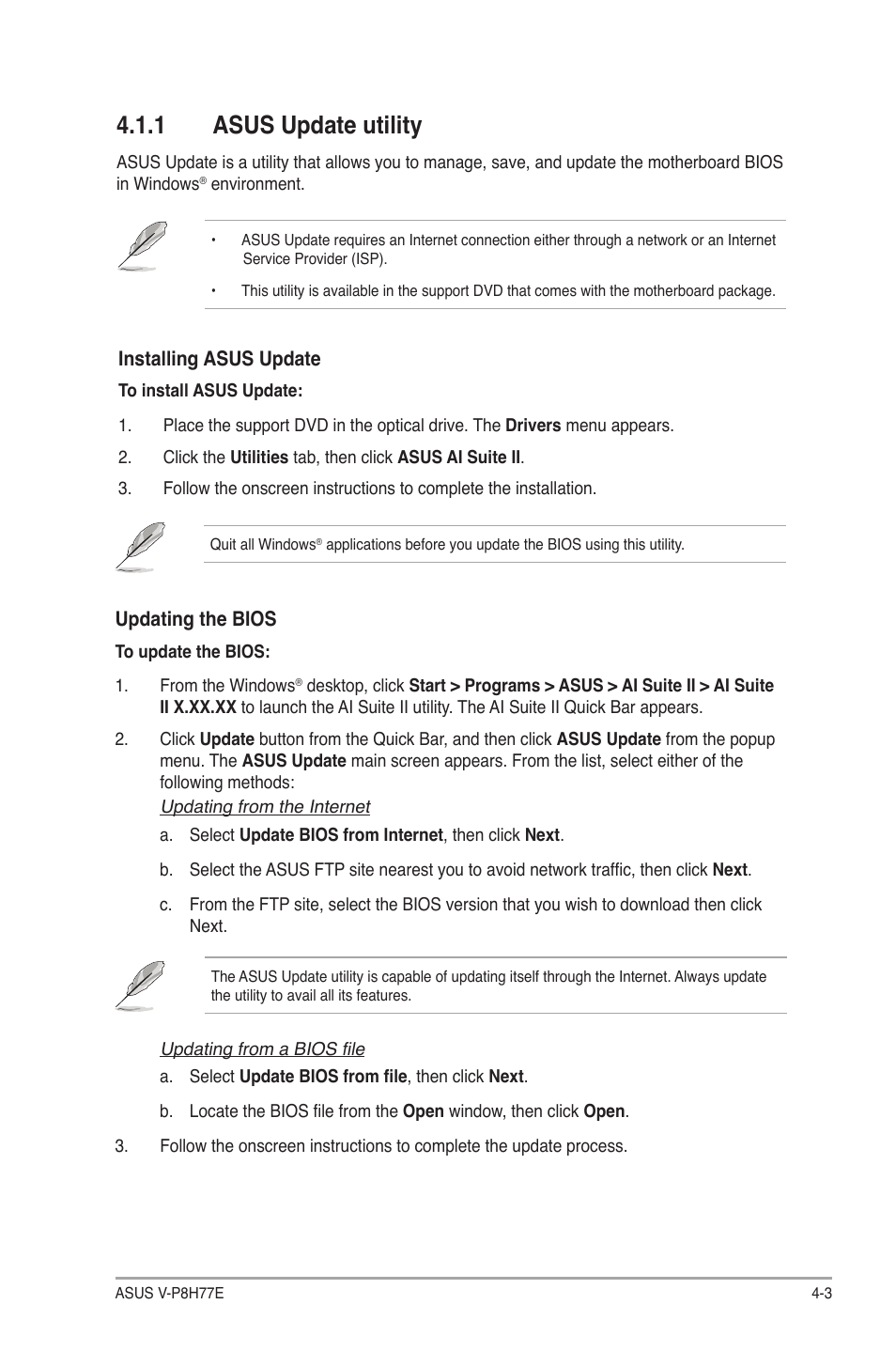 1 asus update utility, 1 asus update utility -3 | Asus V9-P8H77E User Manual | Page 67 / 90