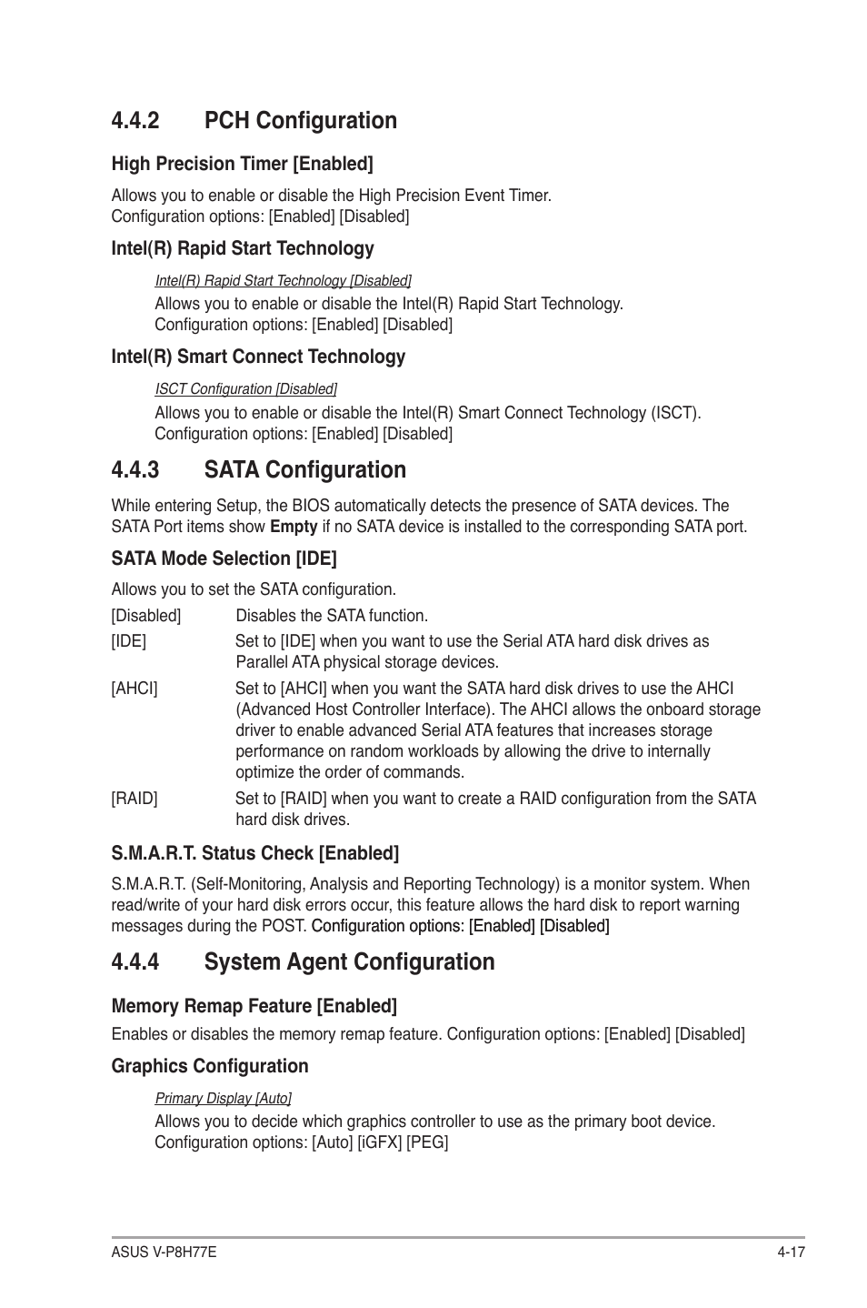 2 pch configuration, 3 sata configuration, 4 system agent configuration | Asus V9-P8H77E User Manual | Page 81 / 90
