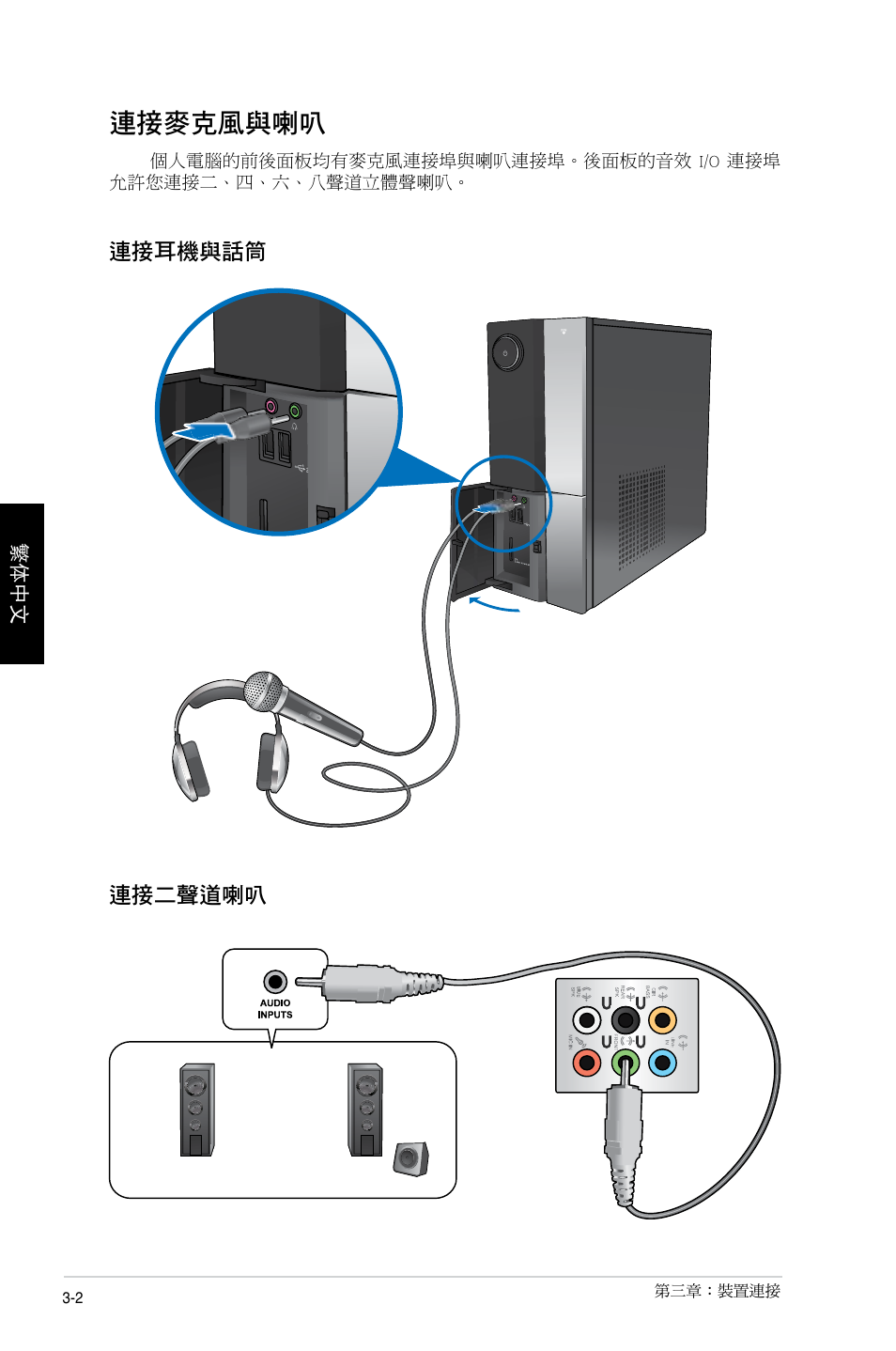 連接麥克風與喇叭 | Asus CP1130 User Manual | Page 106 / 214