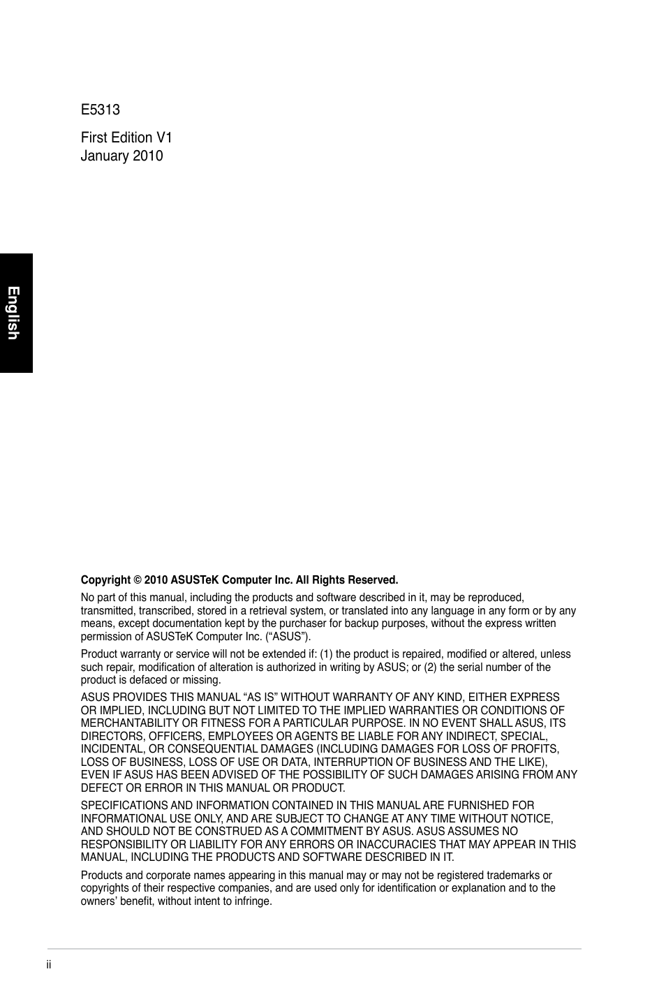 English | Asus CP1130 User Manual | Page 3 / 214