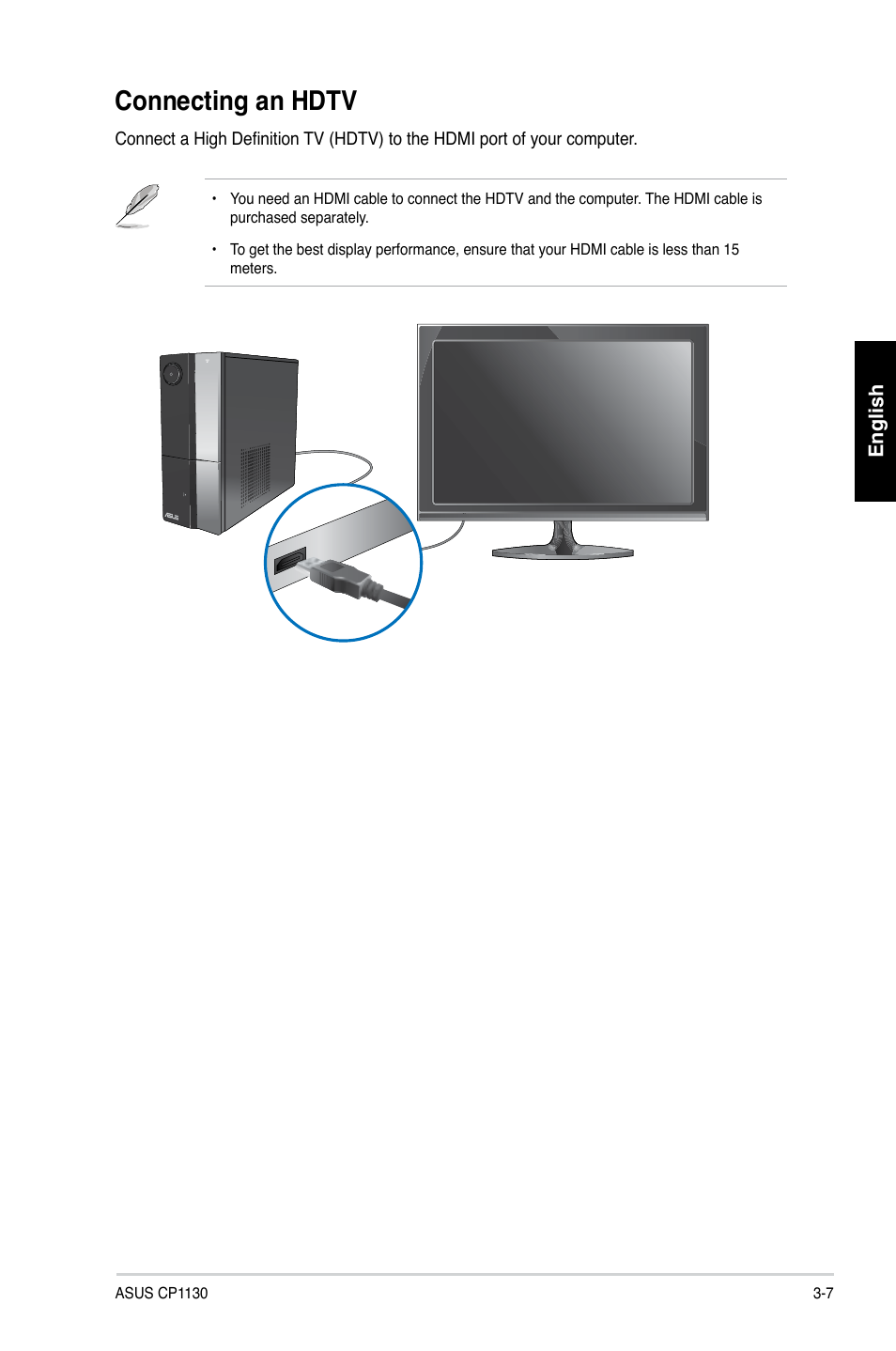 Connecting an hdtv | Asus CP1130 User Manual | Page 40 / 214