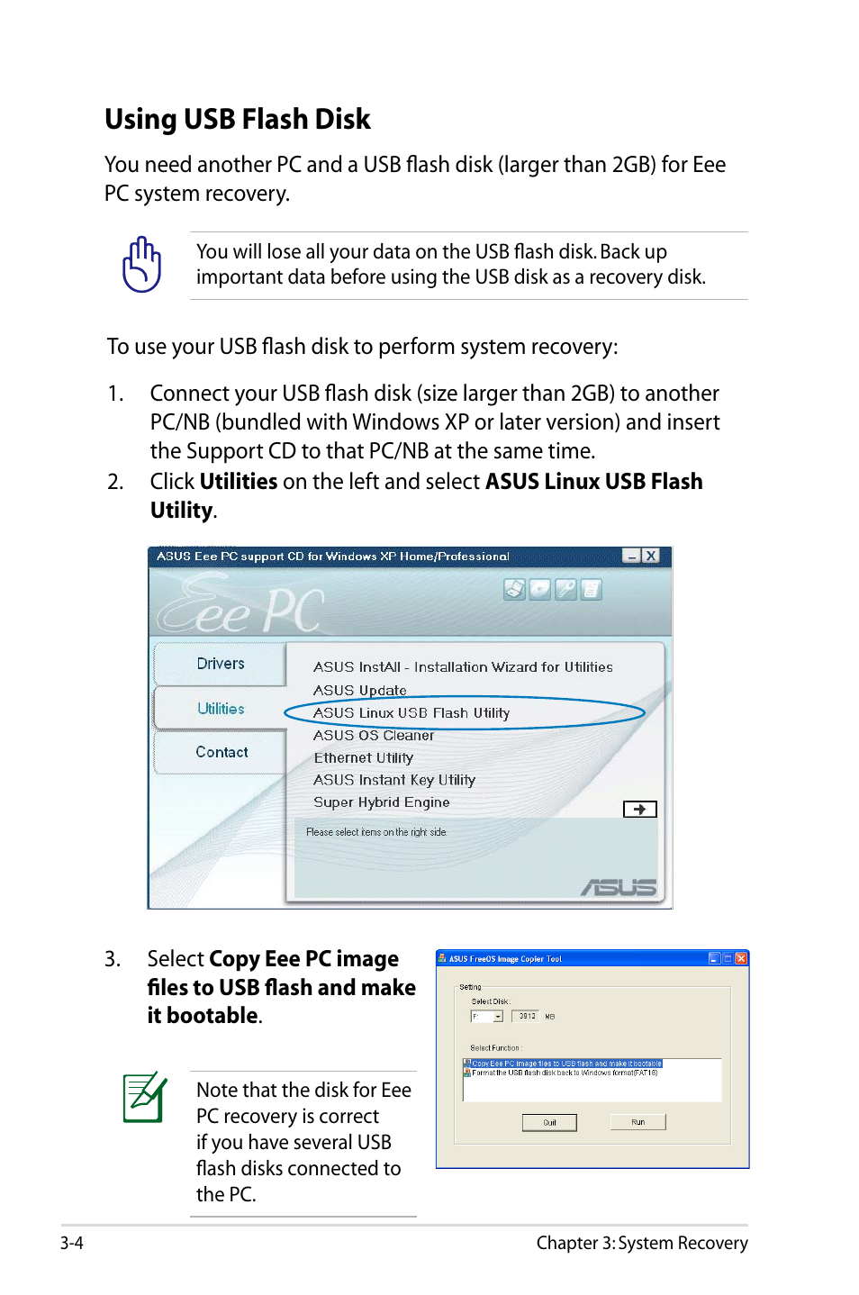 Using usb flash disk | Asus Eee PC 904HD/Linux User Manual | Page 60 / 86