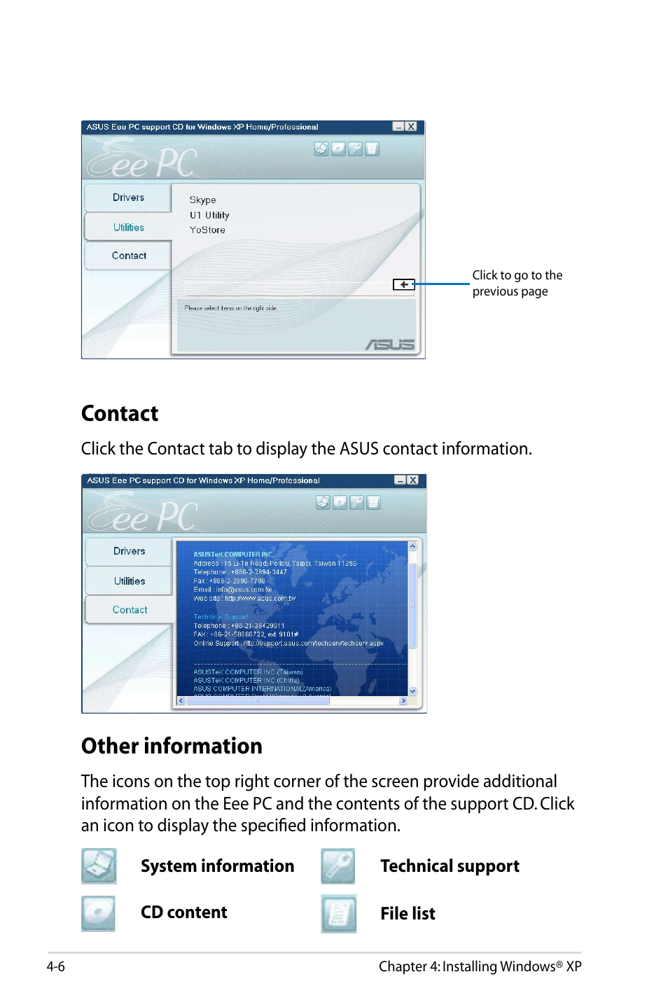 Contact, Other information | Asus Eee PC 904HD/Linux User Manual | Page 70 / 86