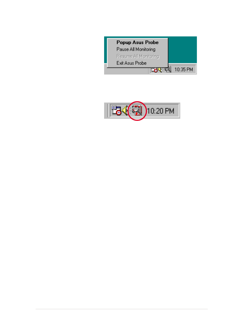 3 asus pc probe task bar icon | Asus P4SGL-VM User Manual | Page 103 / 120