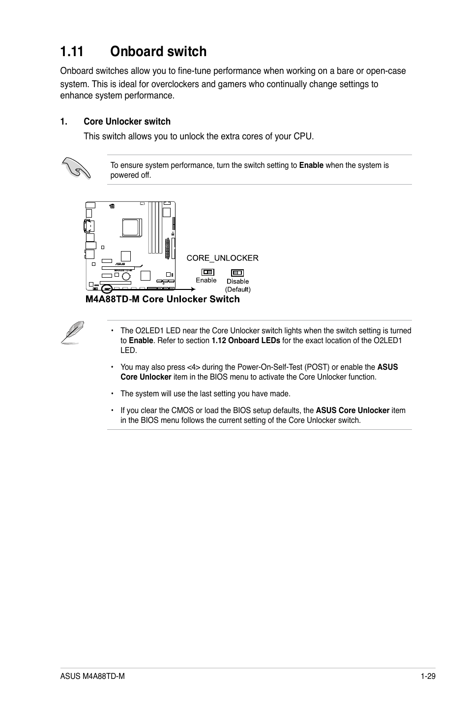 11 onboard switch, 11 onboard switch -29 | Asus M4A88TD-M/USB3 User Manual | Page 41 / 76