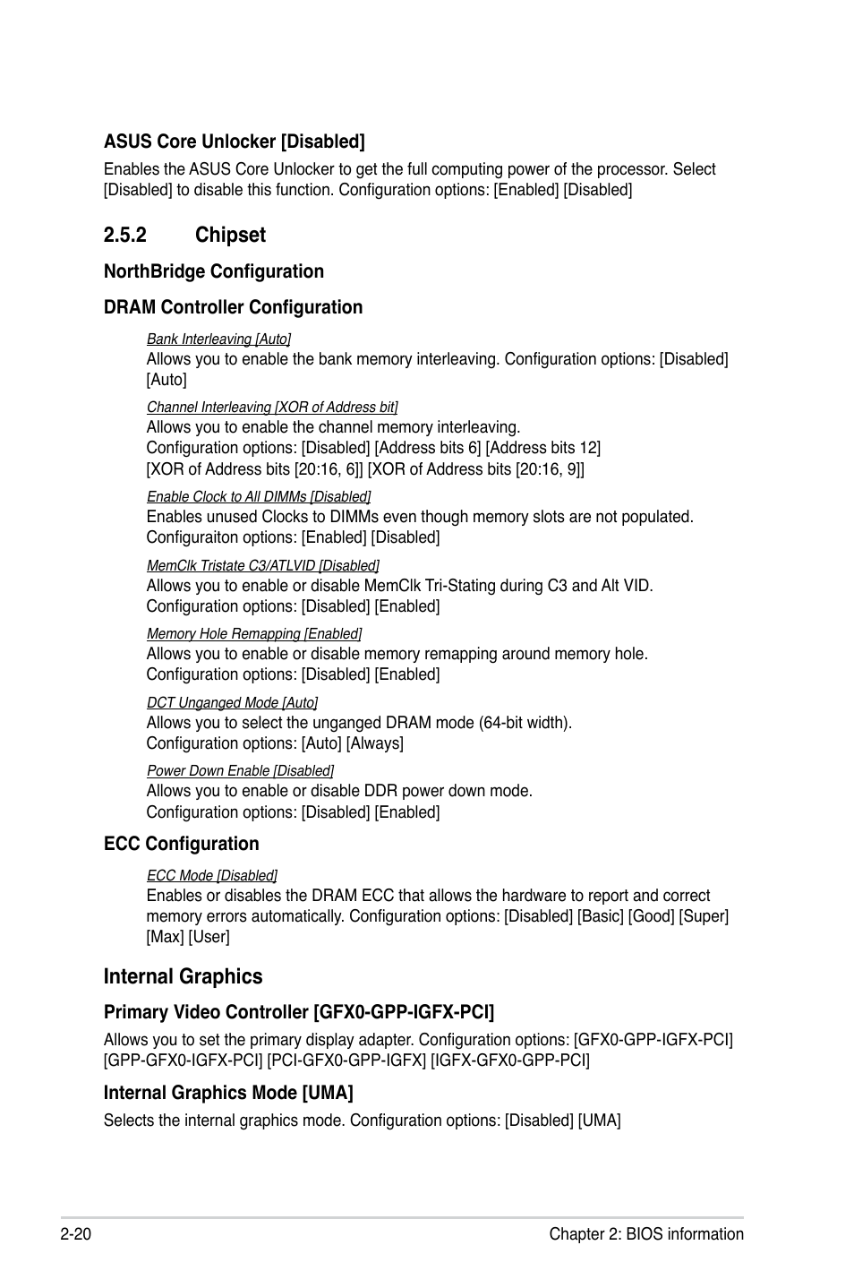 2 chipset, Chipset -20, Internal graphics | Asus M4A88TD-M/USB3 User Manual | Page 64 / 76