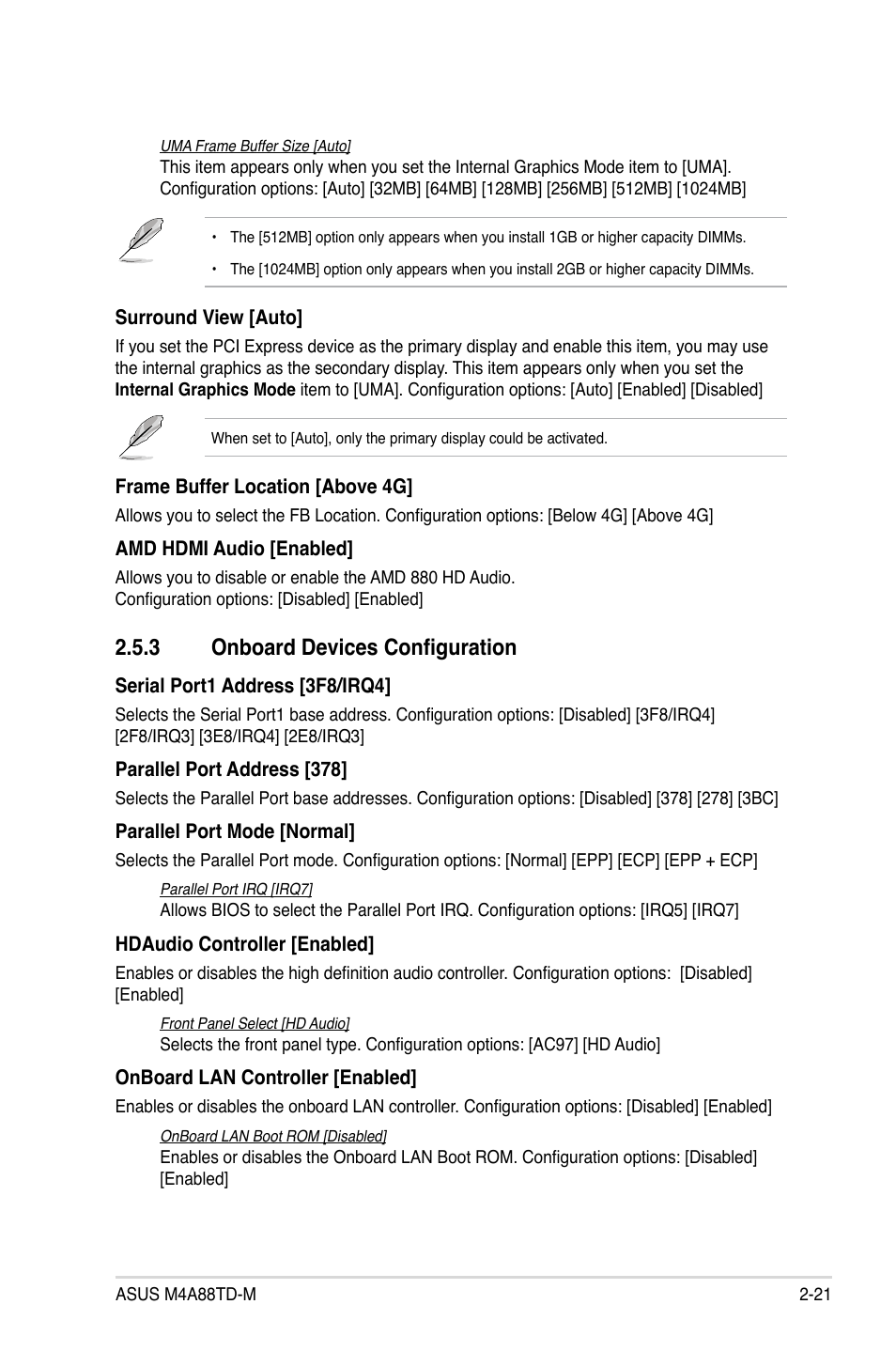 3 onboard devices configuration, 3 onboard devices configuration -21 | Asus M4A88TD-M/USB3 User Manual | Page 65 / 76
