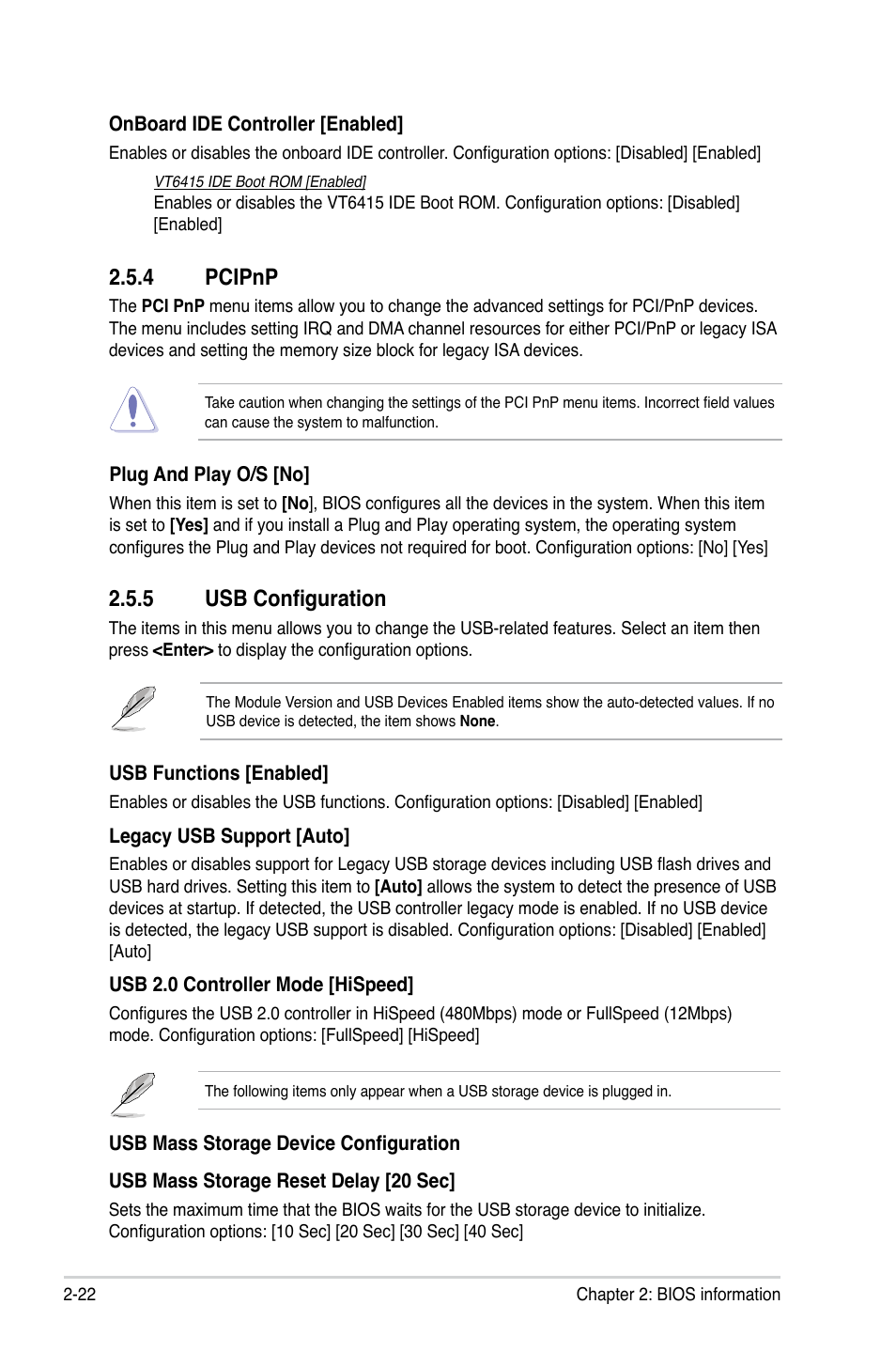 4 pcipnp, 5 usb configuration, Pcipnp -22 | Usb configuration -22 | Asus M4A88TD-M/USB3 User Manual | Page 66 / 76
