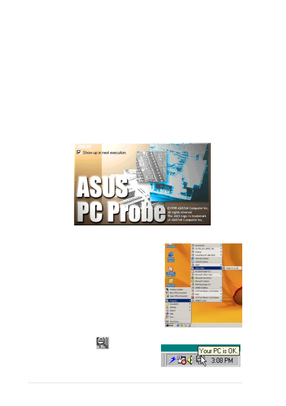 3 asus pc probe | Asus P4C800 Deluxe User Manual | Page 118 / 138