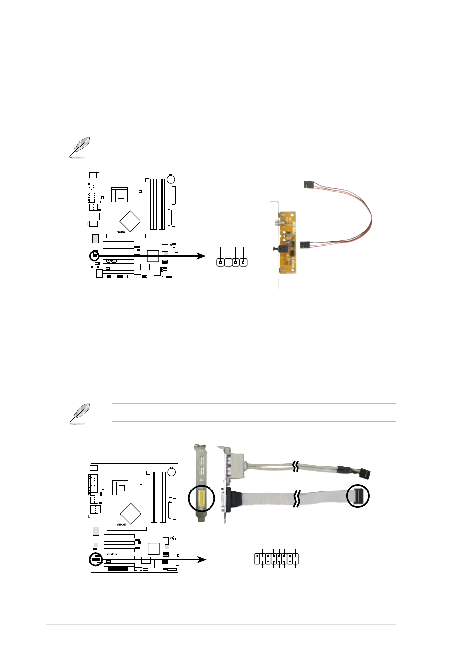 The s/pdif module is purchased separately, The usb 2.0/game module is purchased separately | Asus P4C800 Deluxe User Manual | Page 54 / 138