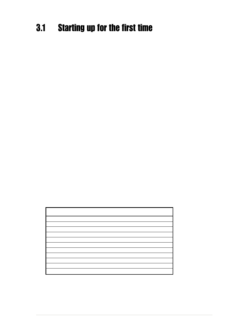 1 starting up for the first time, Ami bios beep codes | Asus P4C800 Deluxe User Manual | Page 61 / 138