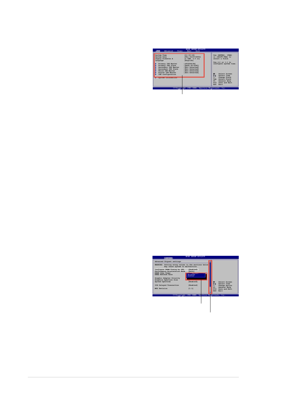 4 menu items, 5 sub-menu items, 6 configuration fields | 7 pop-up window, 8 scroll bar, 9 general help, 8 chapter 4: bios setup | Asus P4C800 Deluxe User Manual | Page 74 / 138