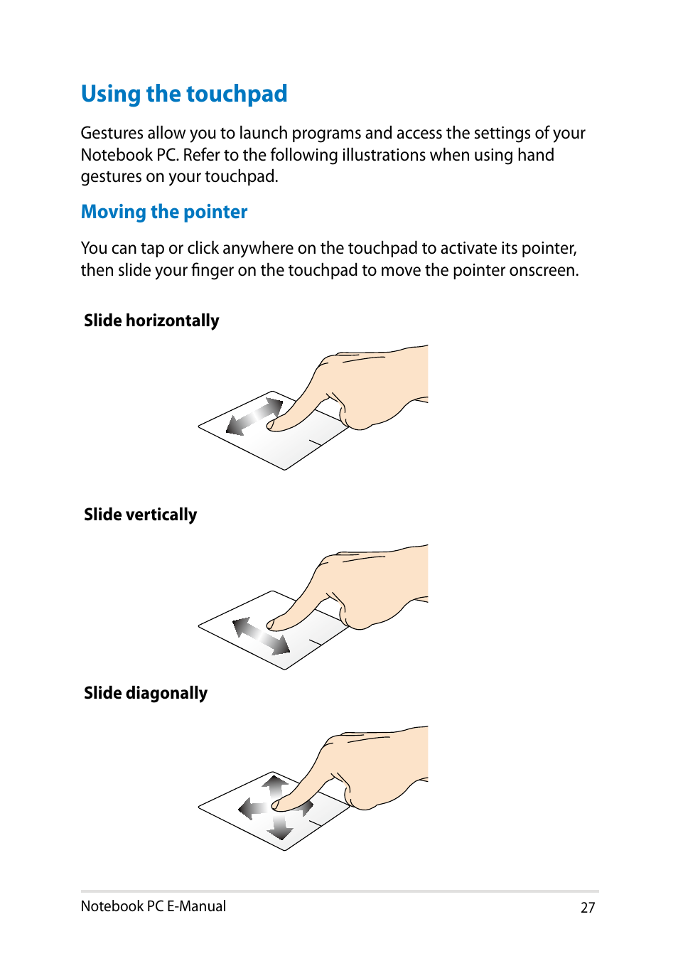 Using the touchpad | Asus UX31LA User Manual | Page 27 / 112
