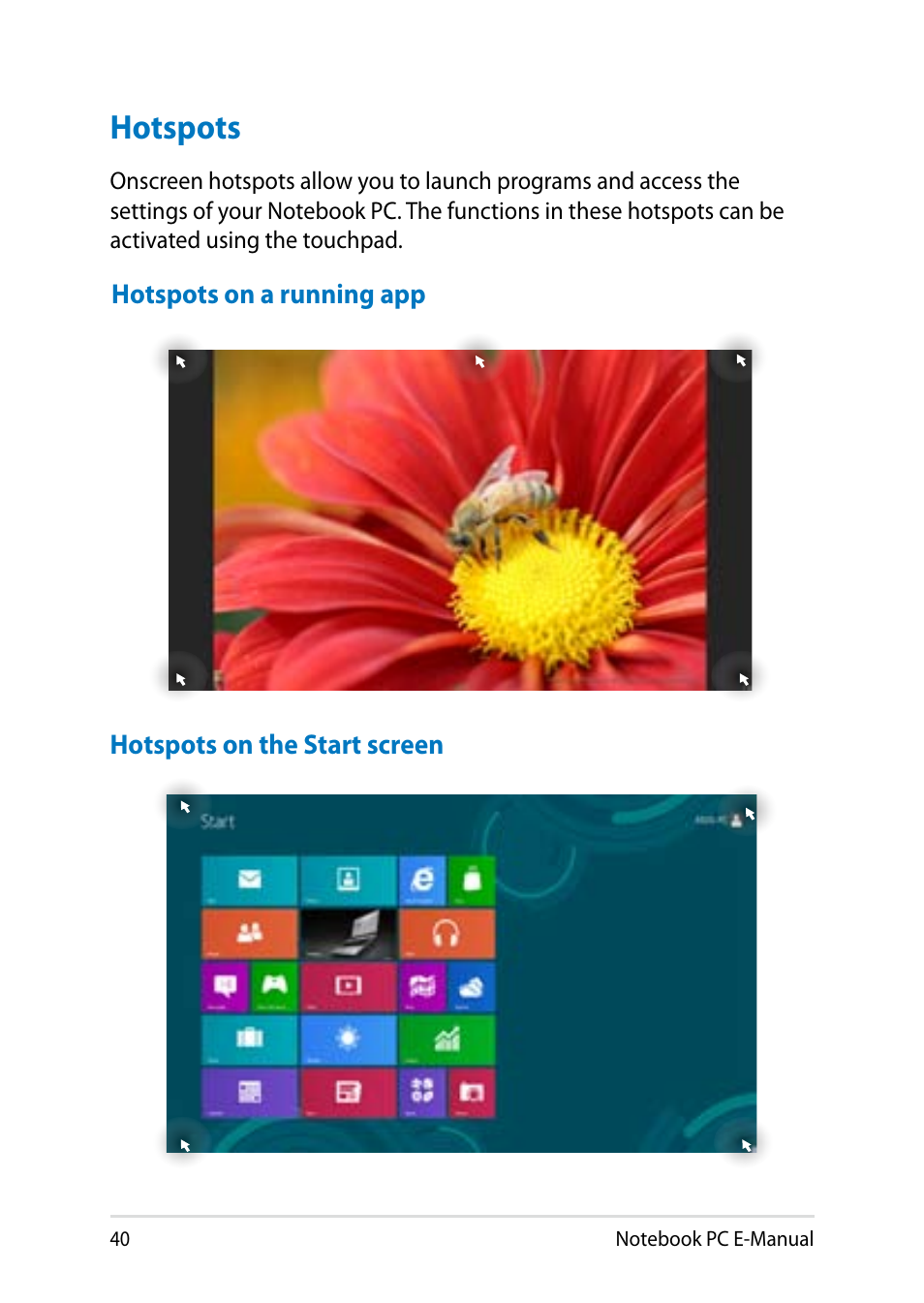 Hotspots | Asus UX31LA User Manual | Page 40 / 112