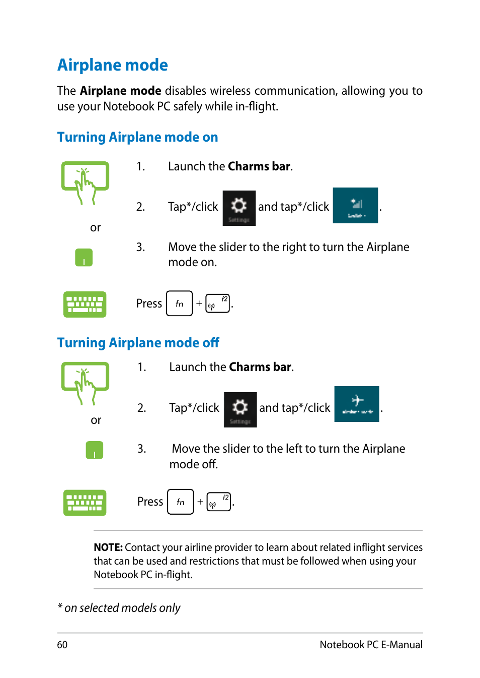 Airplane mode | Asus UX31LA User Manual | Page 60 / 112