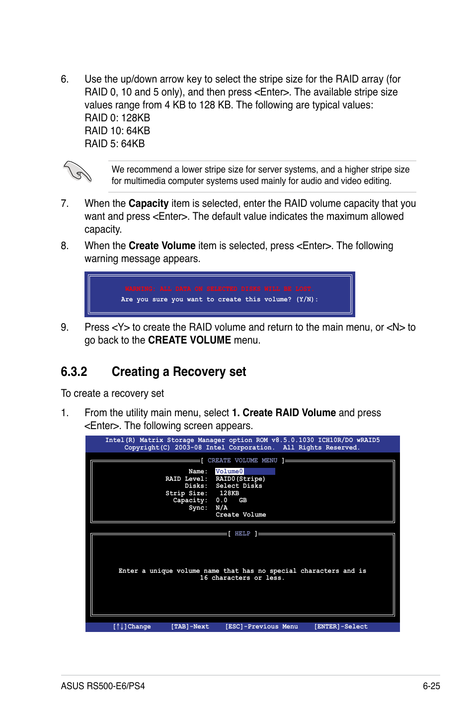 2 creating a recovery set, Creating a recovery set -25 | Asus RS500-E6/PS4 User Manual | Page 117 / 144