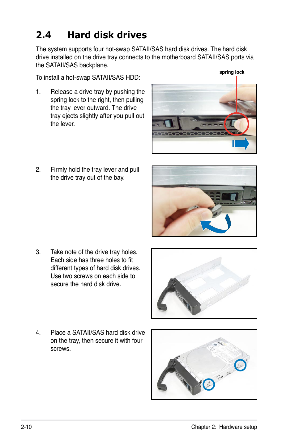 4 hard disk drives, Hard disk drives -10 | Asus RS500-E6/PS4 User Manual | Page 28 / 144