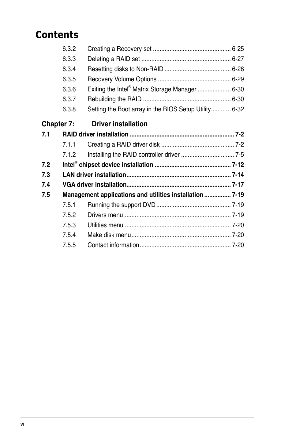 Asus RS500-E6/PS4 User Manual | Page 6 / 144
