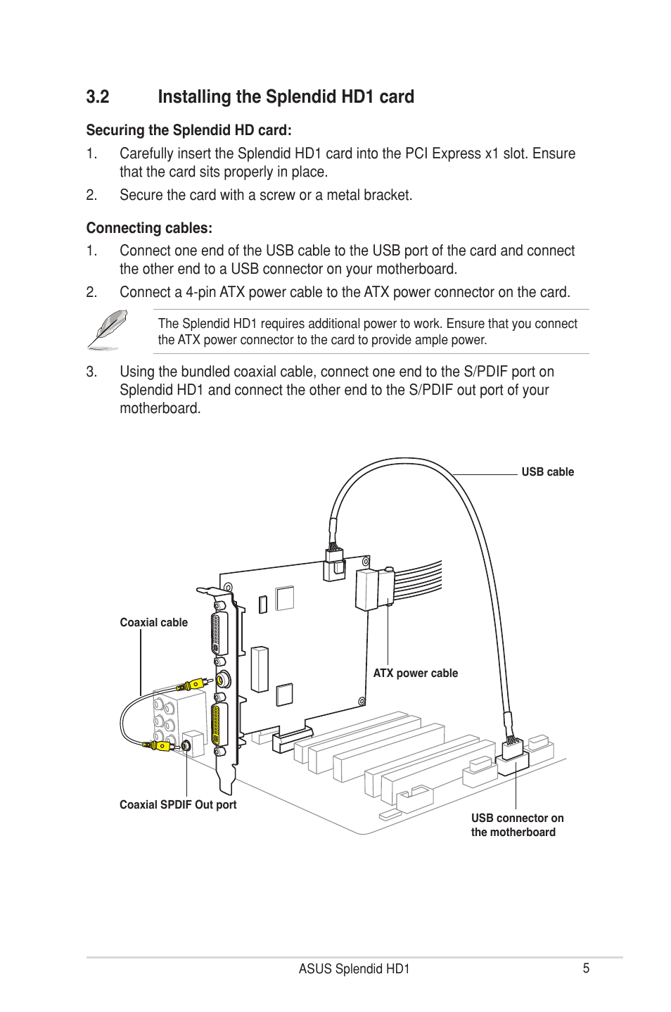 2 installing the splendid hd1 card, Installing the splendid hd1 card | Asus MA3850 Series User Manual | Page 11 / 36