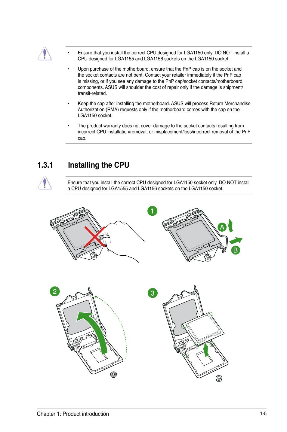 1 installing the cpu | Asus Z87-C User Manual | Page 13 / 96