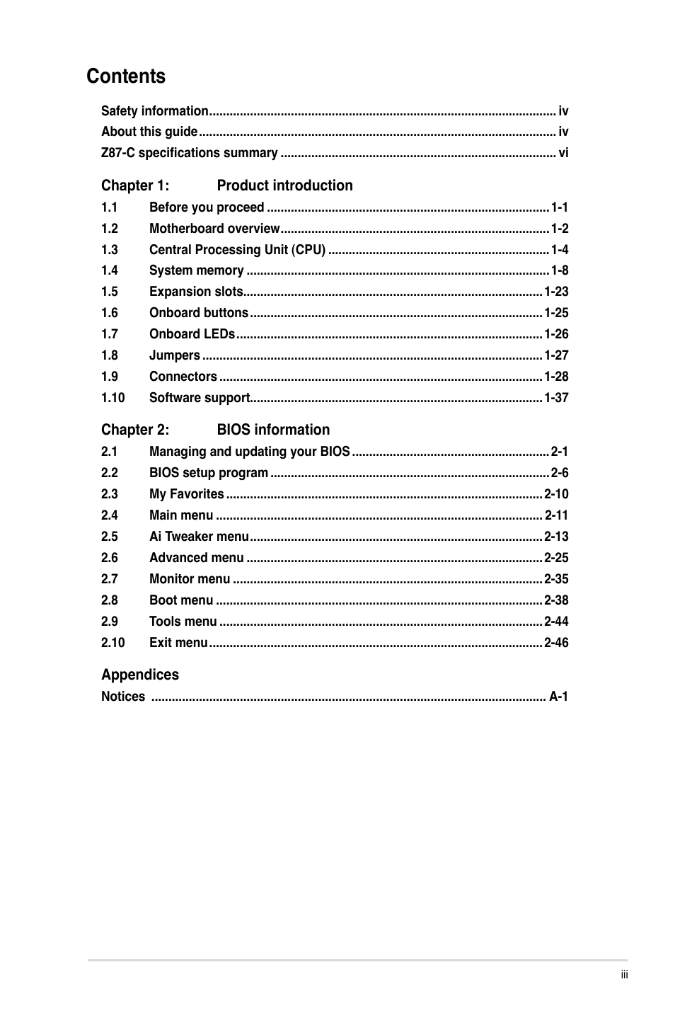 Asus Z87-C User Manual | Page 3 / 96