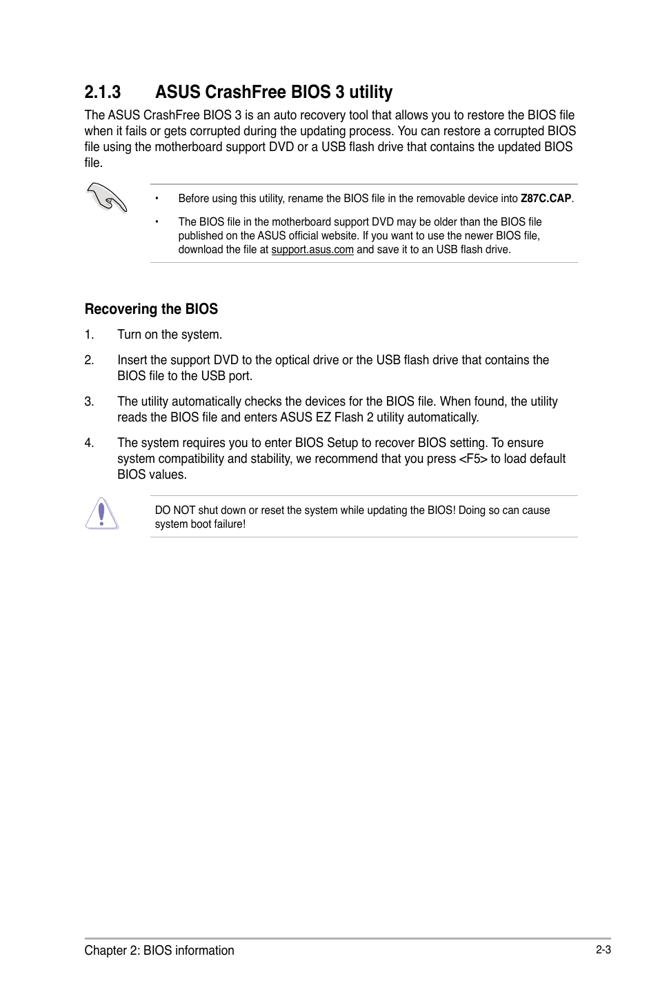 3 asus crashfree bios 3 utility | Asus Z87-C User Manual | Page 49 / 96