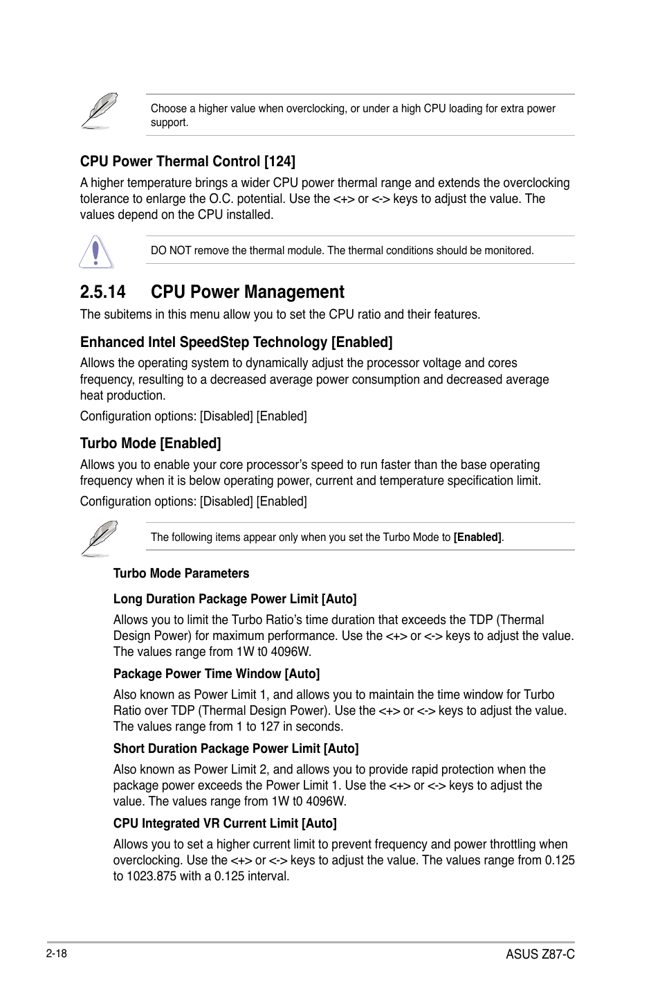 14 cpu power management | Asus Z87-C User Manual | Page 64 / 96