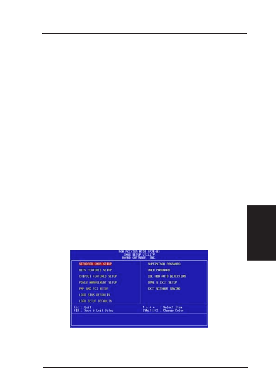 Iv. bios software, Bios setup | Asus P2E-B User Manual | Page 37 / 64
