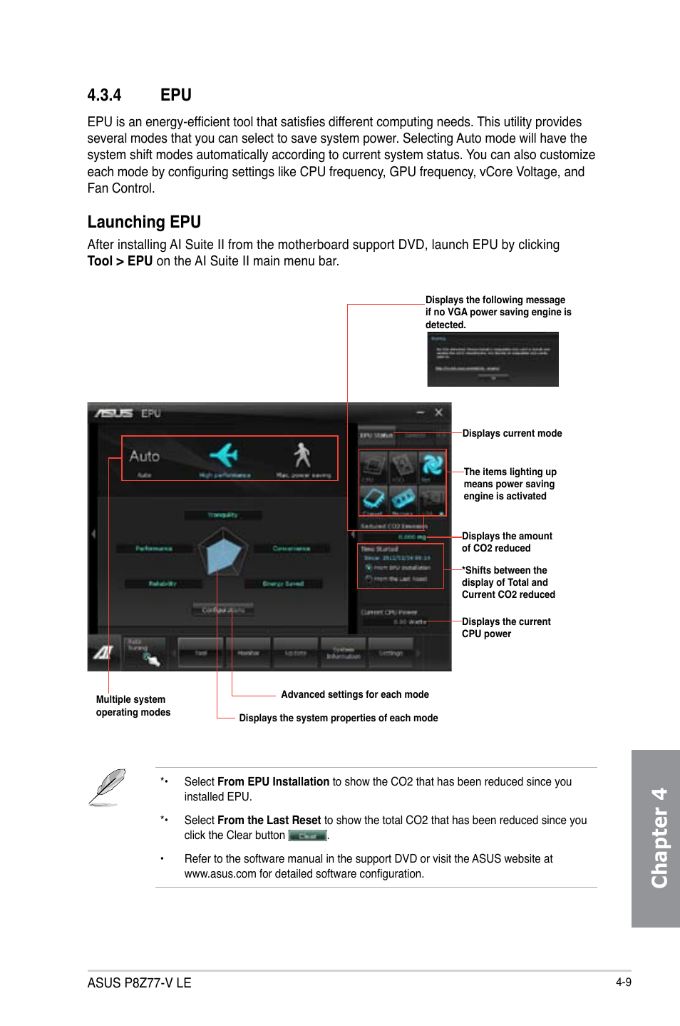 4 epu, Epu -9, Chapter 4 | Launching epu | Asus P8Z77-V LE User Manual | Page 113 / 156