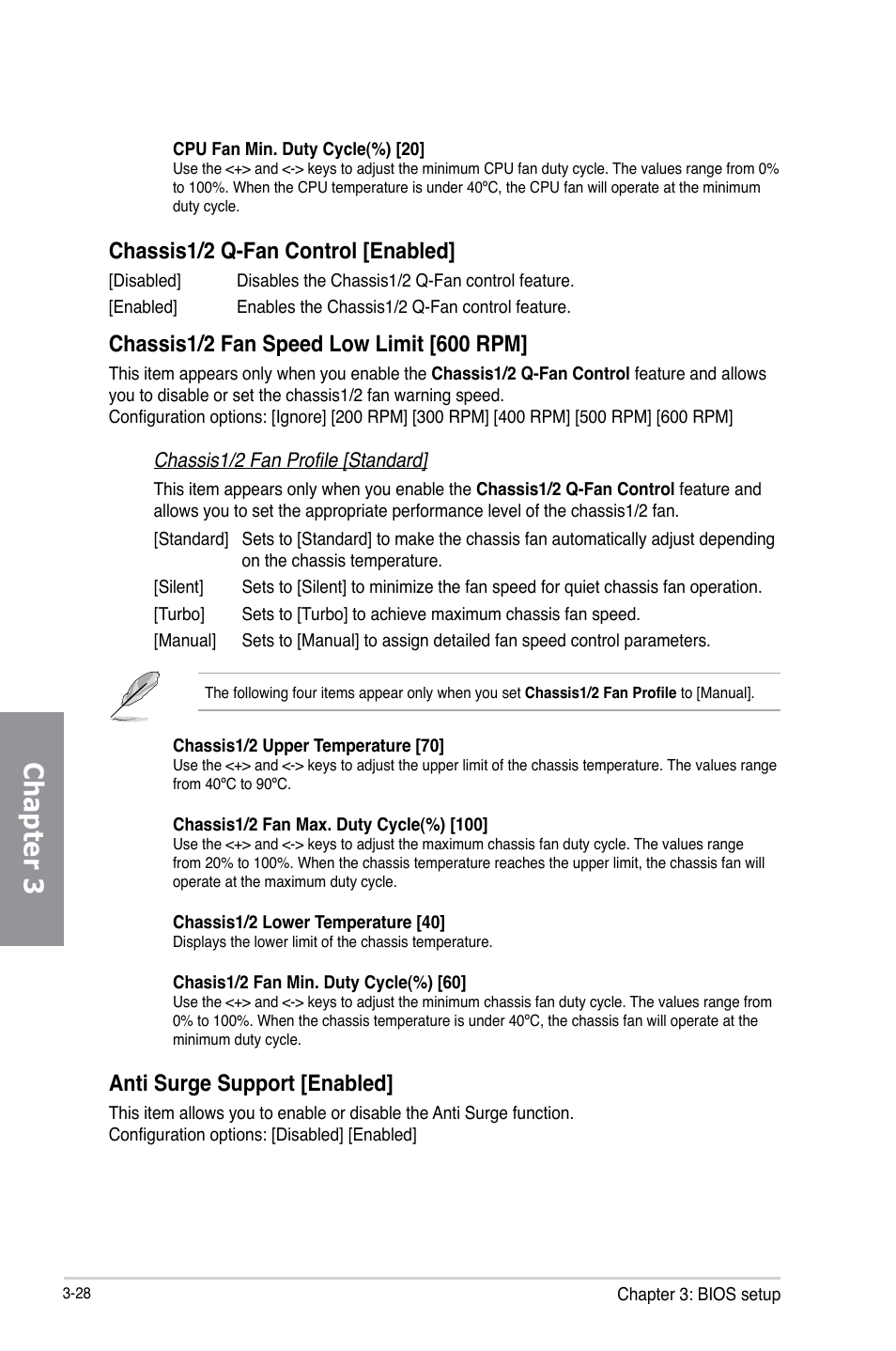 Chapter 3, Chassis1/2 q-fan control [enabled, Anti surge support [enabled | Asus P8Z77-V LE User Manual | Page 92 / 156