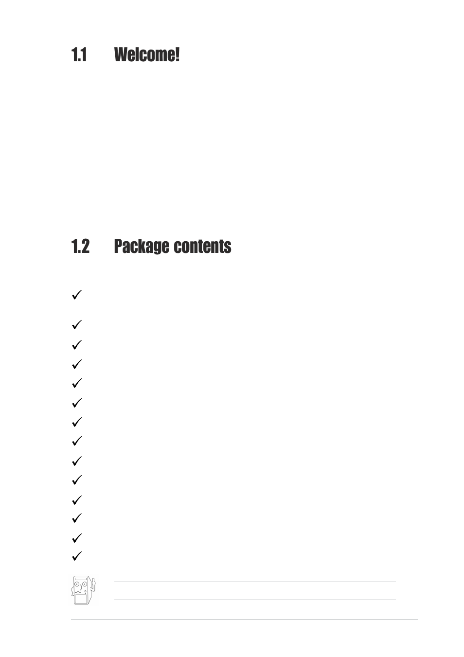 1 welcome, 2 package contents | Asus A7V8X User Manual | Page 15 / 132