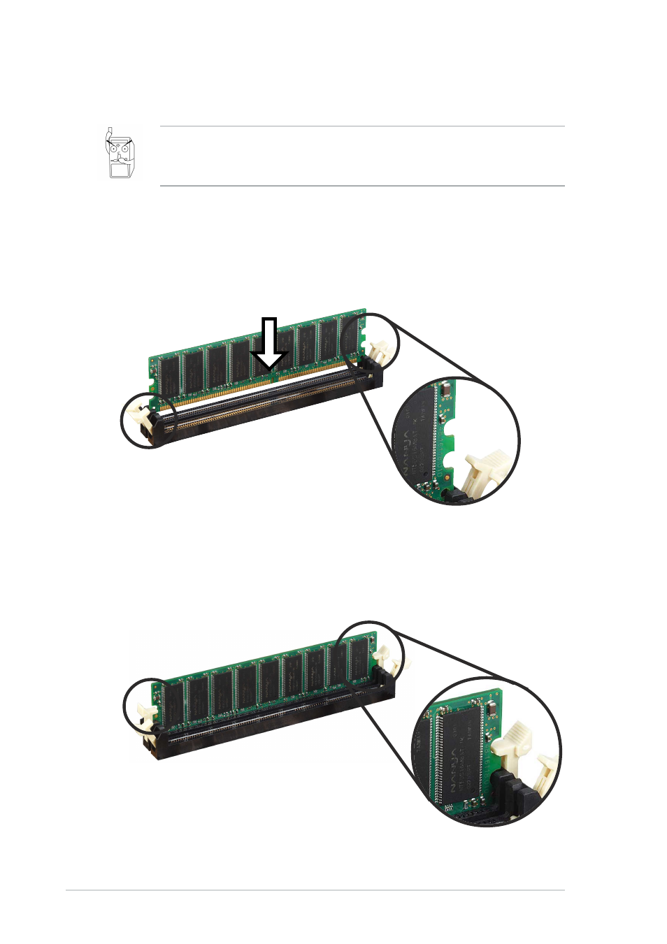 3 installing a dimm | Asus A7V8X User Manual | Page 34 / 132