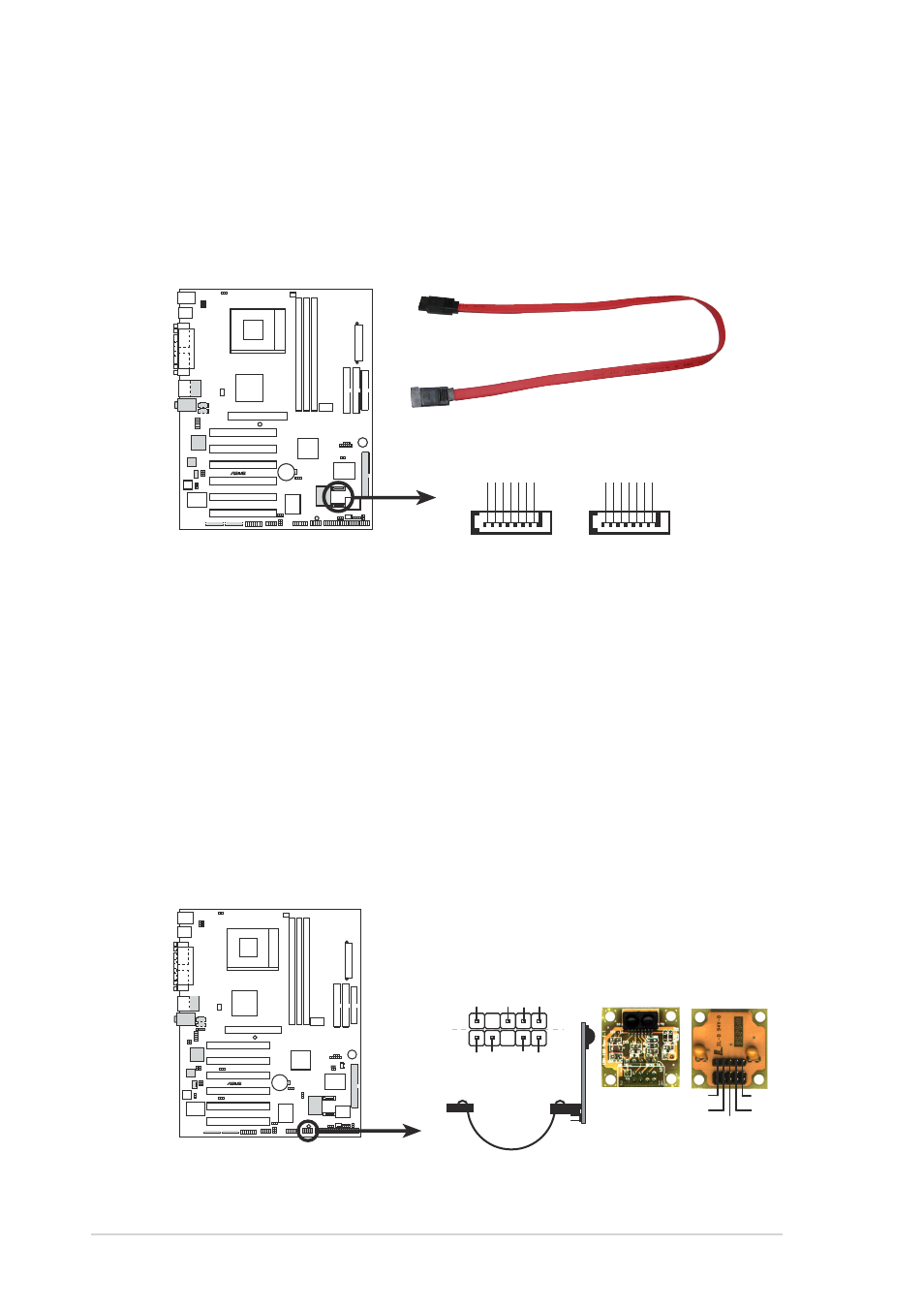 A7v8x sata connectors sec_sata1 pri_sata1, A7v8x infrared module connector | Asus A7V8X User Manual | Page 54 / 132