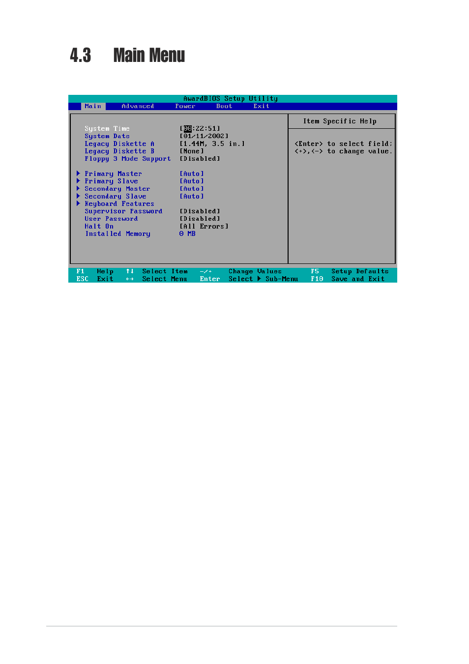 3 main menu | Asus A7V8X User Manual | Page 74 / 132