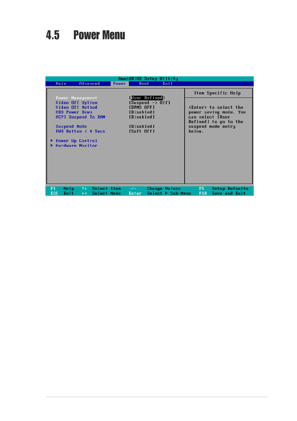 5 power menu | Asus A7V8X User Manual | Page 91 / 132