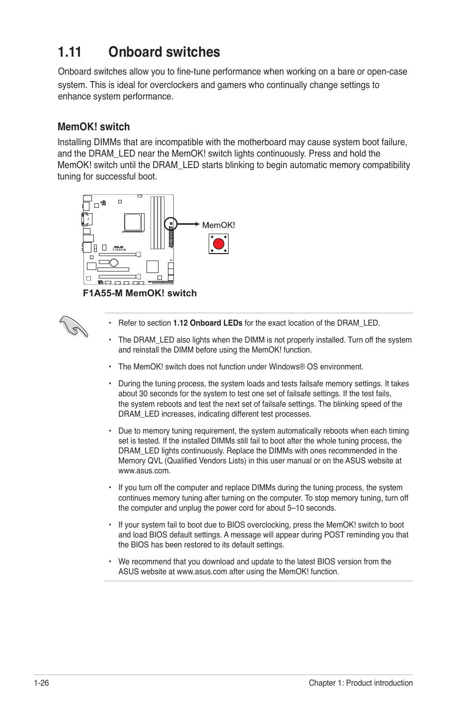 11 onboard switches, 11 onboard switches -26 | Asus F1A55-M User Manual | Page 38 / 70