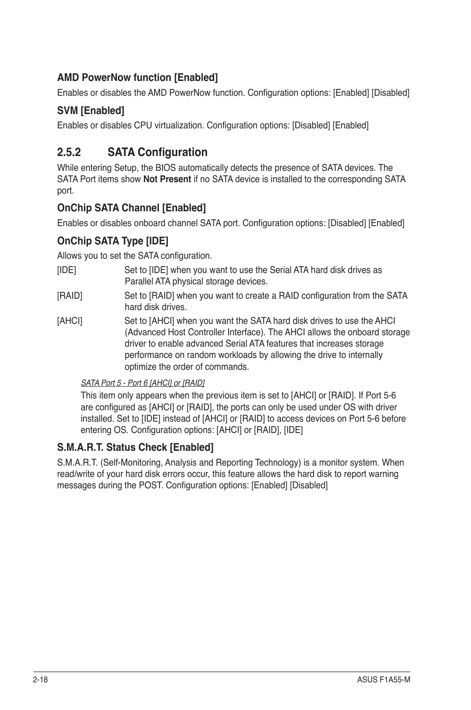 2 sata configuration, Sata configuration -18 | Asus F1A55-M User Manual | Page 58 / 70
