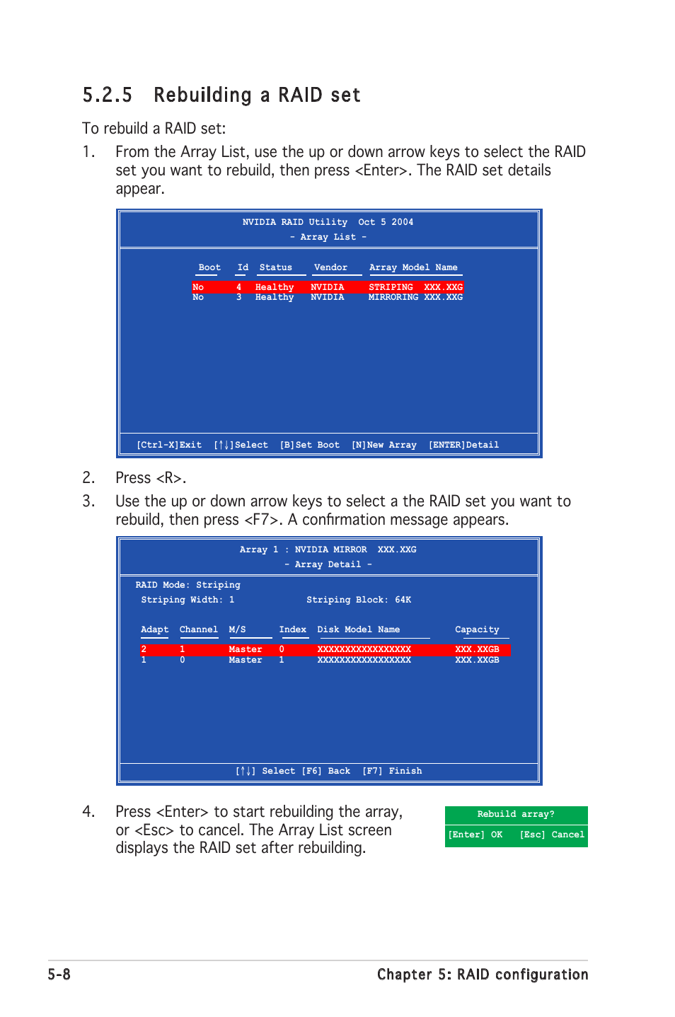 5 rebuilding a raid set | Asus K8N-LR User Manual | Page 104 / 120