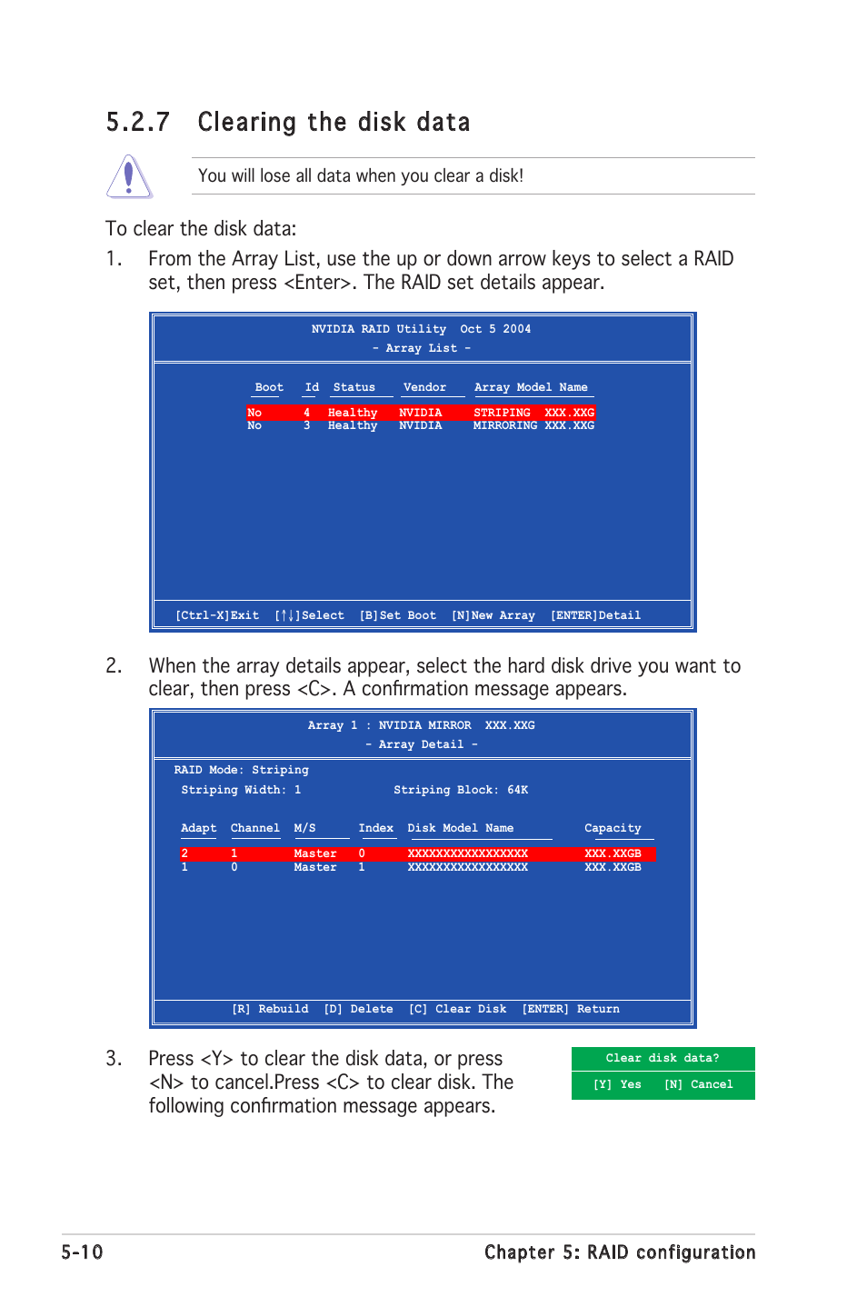 7 clearing the disk data | Asus K8N-LR User Manual | Page 106 / 120