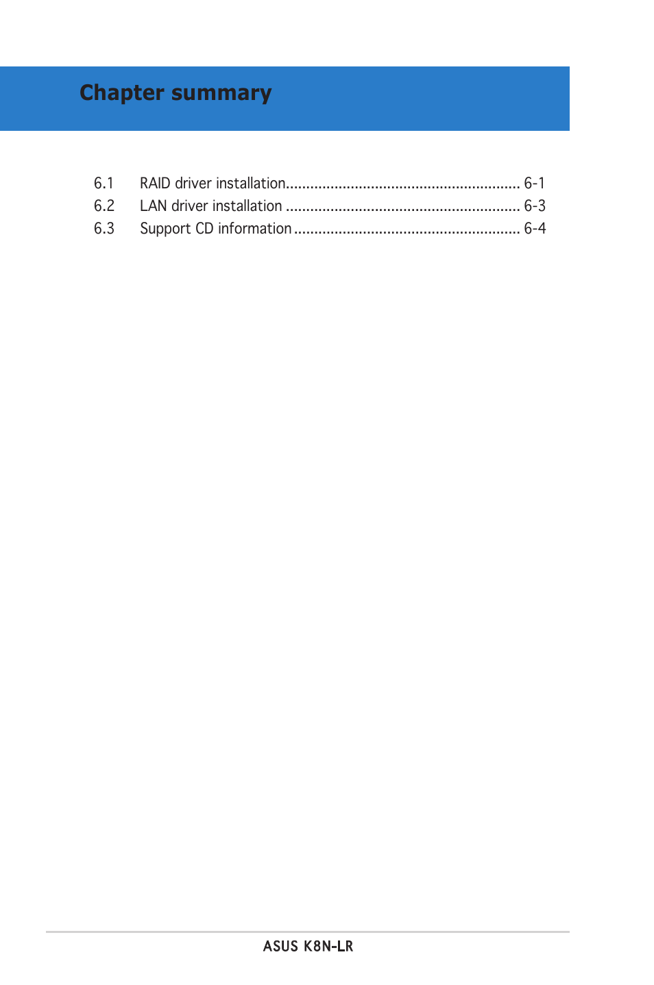 Chapter summary | Asus K8N-LR User Manual | Page 108 / 120