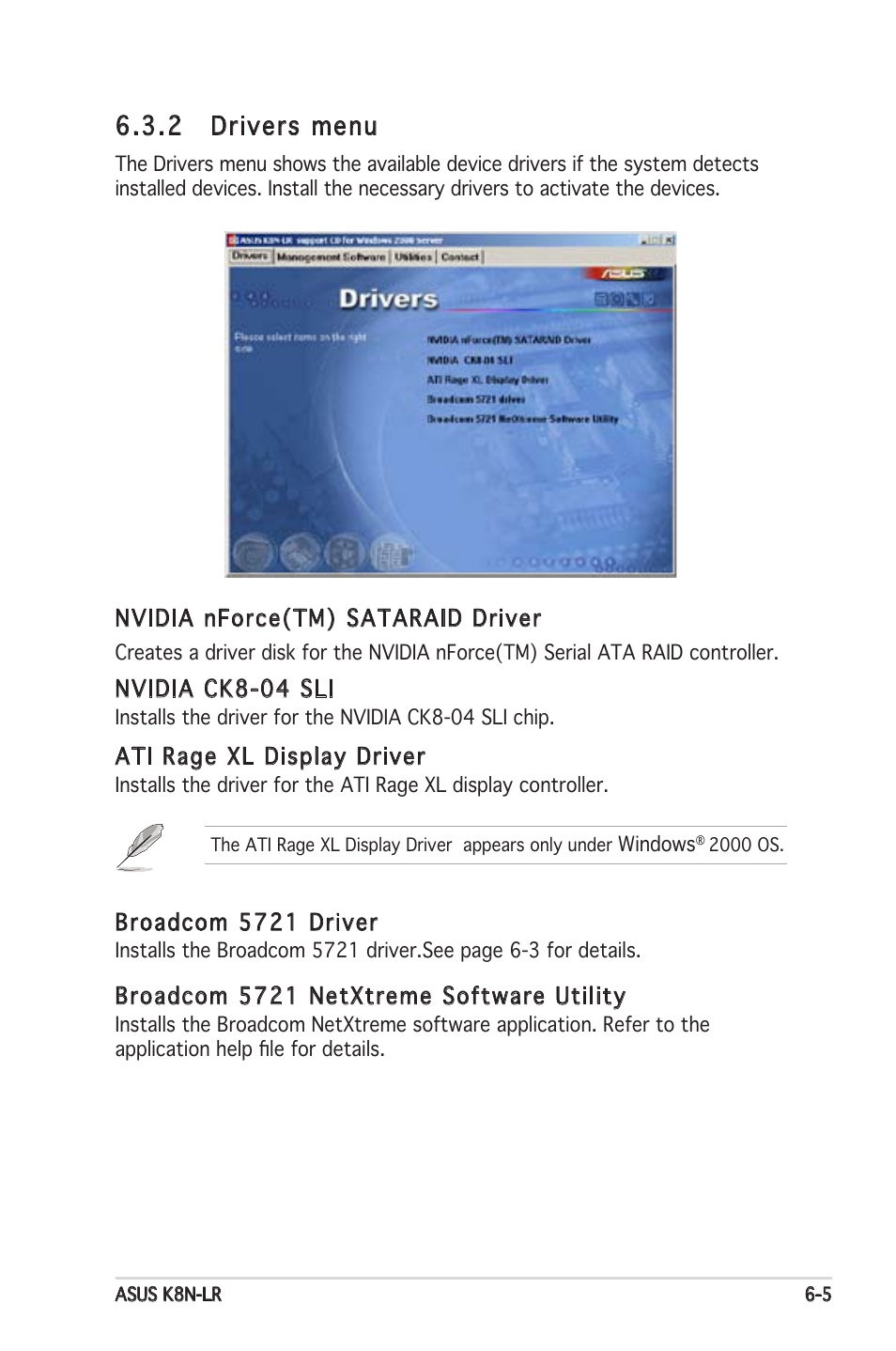 2 drivers menu | Asus K8N-LR User Manual | Page 113 / 120