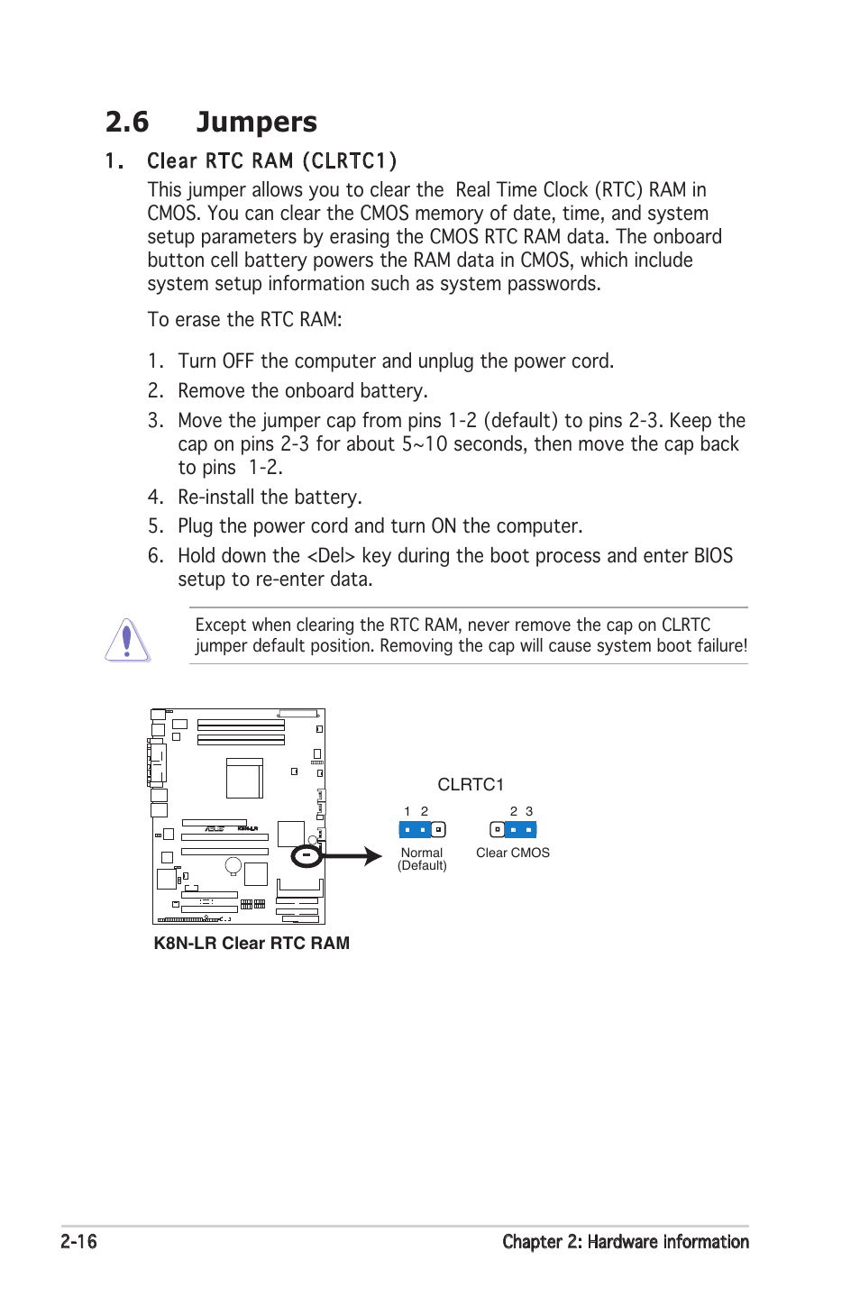 6 jumpers | Asus K8N-LR User Manual | Page 36 / 120