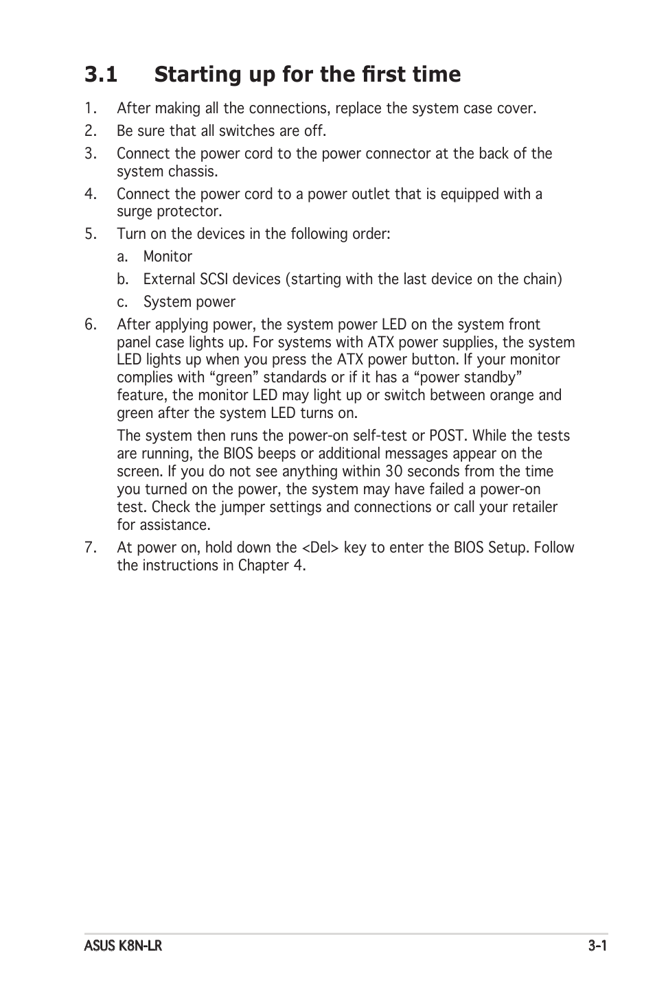 1 starting up for the ﬁrst time | Asus K8N-LR User Manual | Page 51 / 120