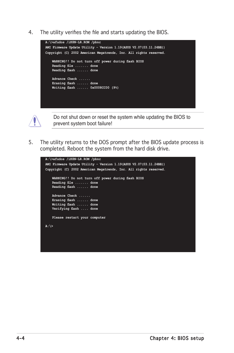 4 chapter 4: bios setup | Asus K8N-LR User Manual | Page 58 / 120