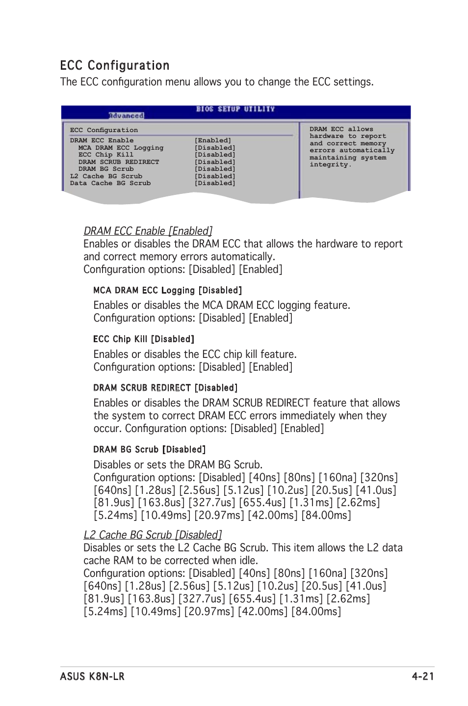 Ecc configuration | Asus K8N-LR User Manual | Page 75 / 120