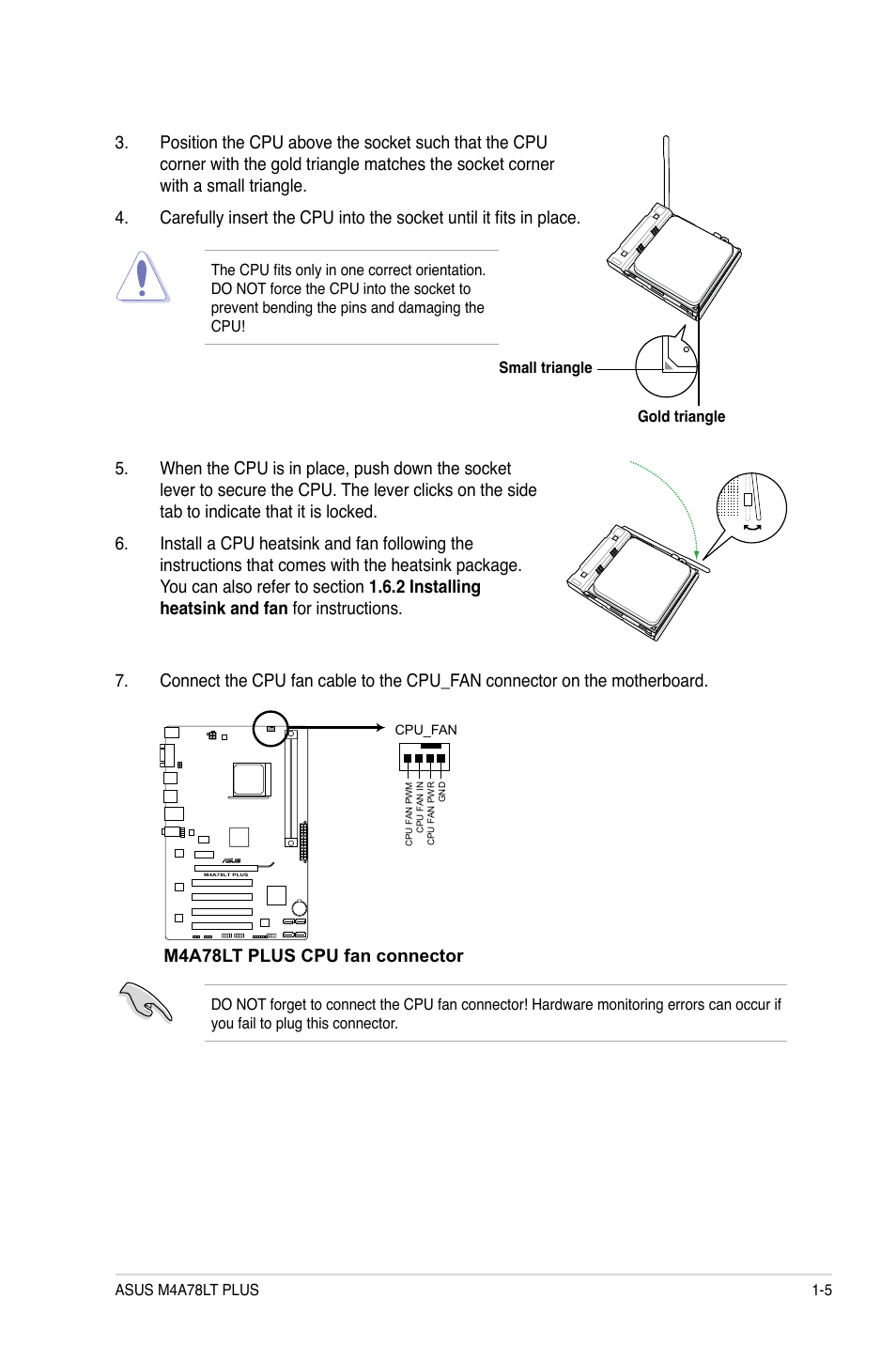 M4a78lt plus cpu fan connector | Asus M4A78LT PLUS User Manual | Page 15 / 56